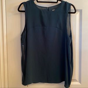 Rachel Roy green sleeveless blouse with zippers